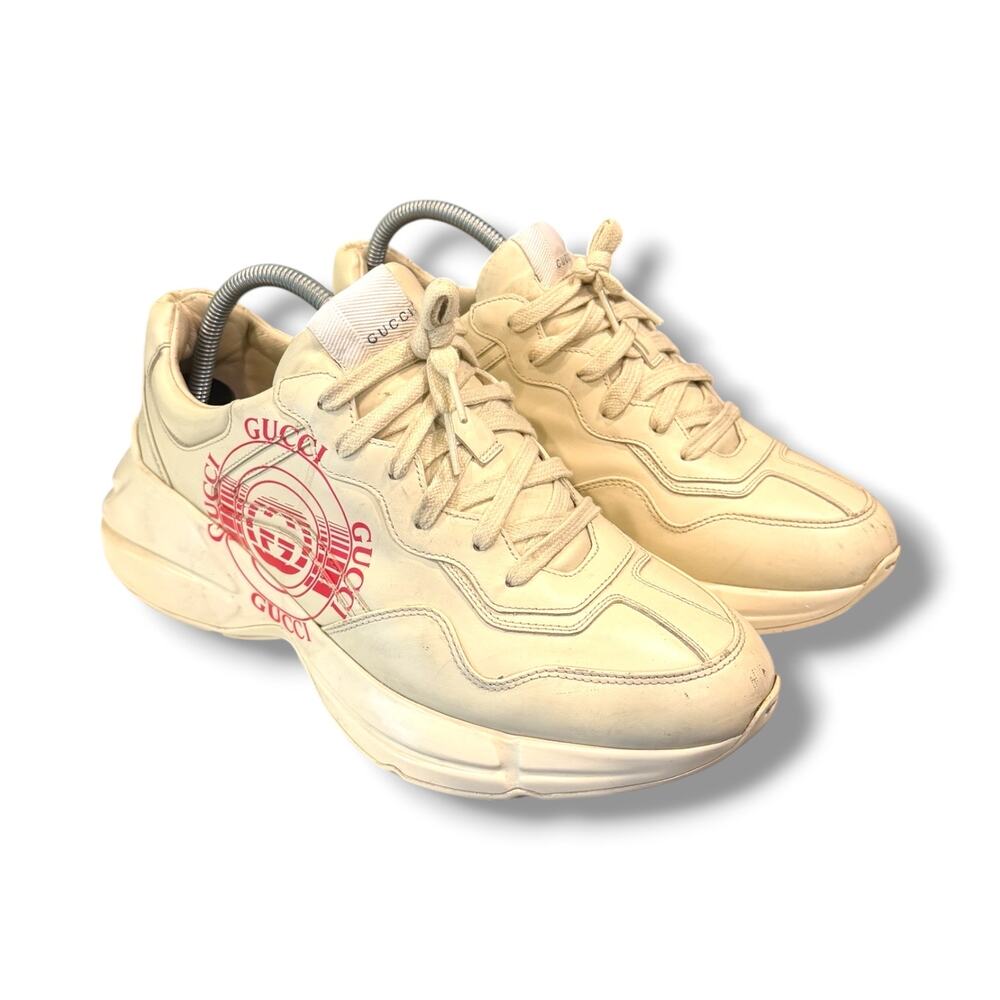 GUCCI Rhyton Disk Print Leather Low-Top Sneakers | Size 8G(9US)